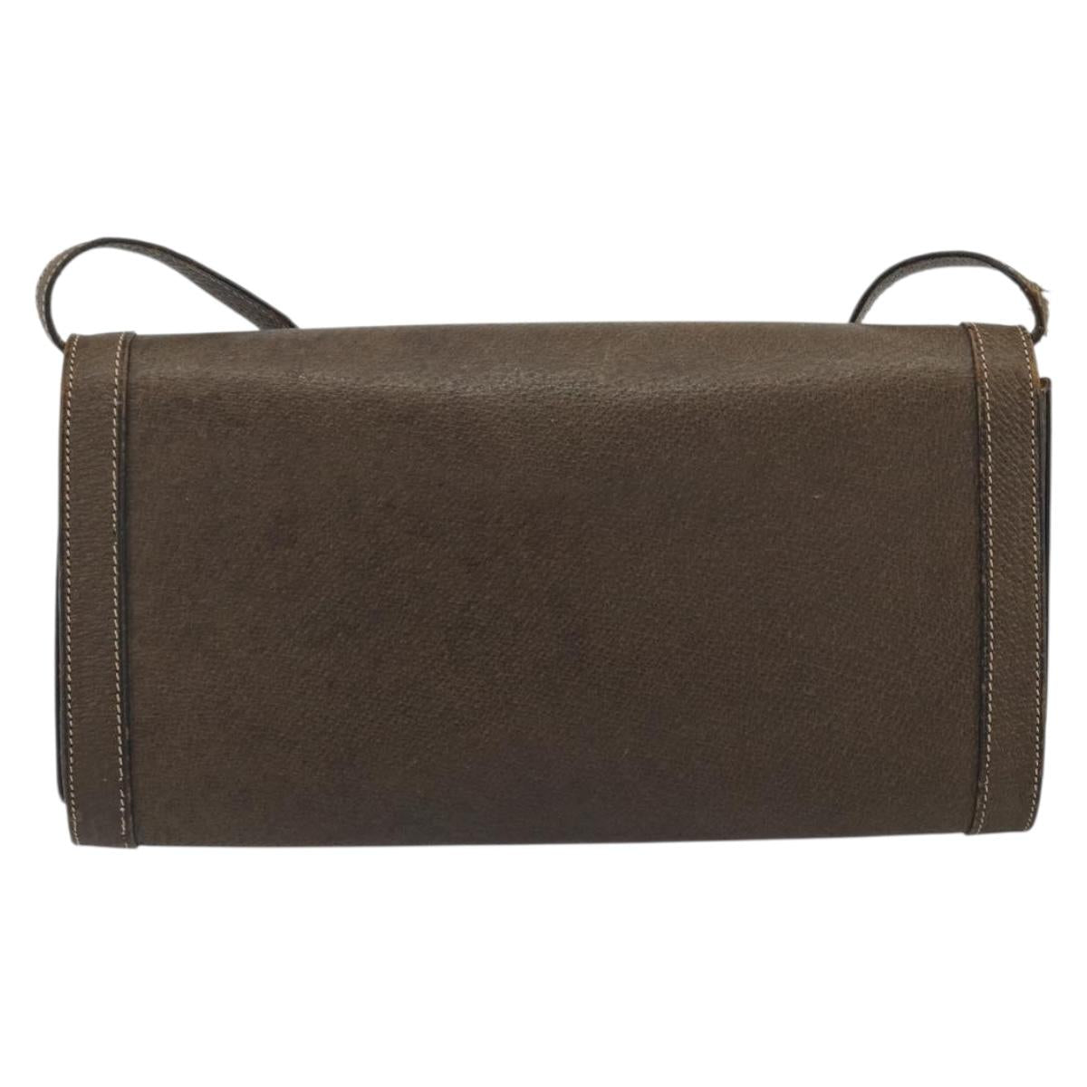 CELINE Shoulder Bag Leather Brown Gold Auth bs36300
