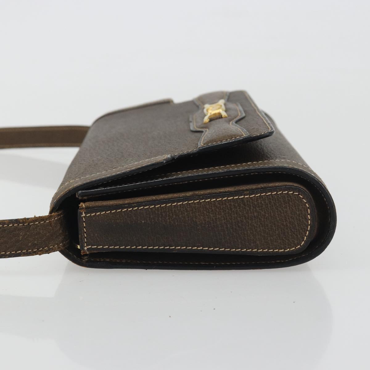 CELINE Shoulder Bag Leather Brown Gold Auth bs36300