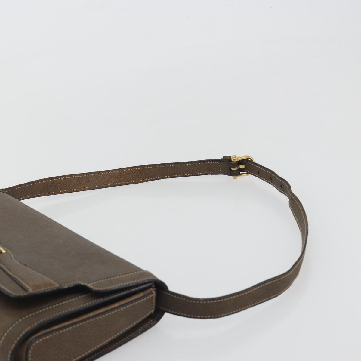 CELINE Shoulder Bag Leather Brown Gold Auth bs36300