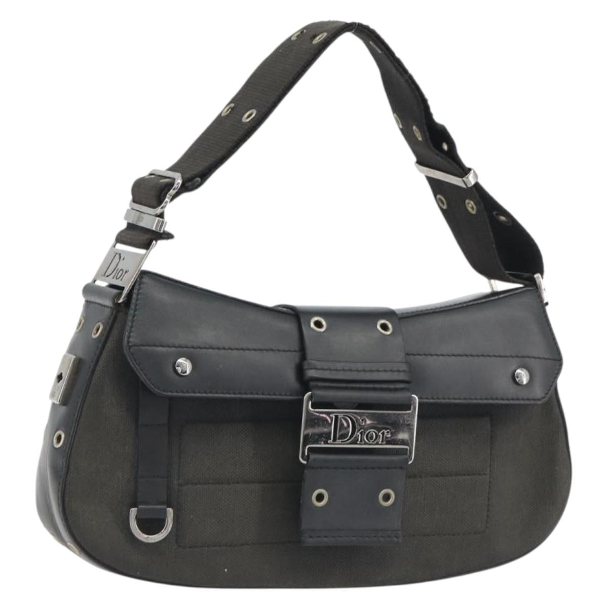 Christian Dior Street Chic Shoulder Bag Green Silver Auth bs36302A