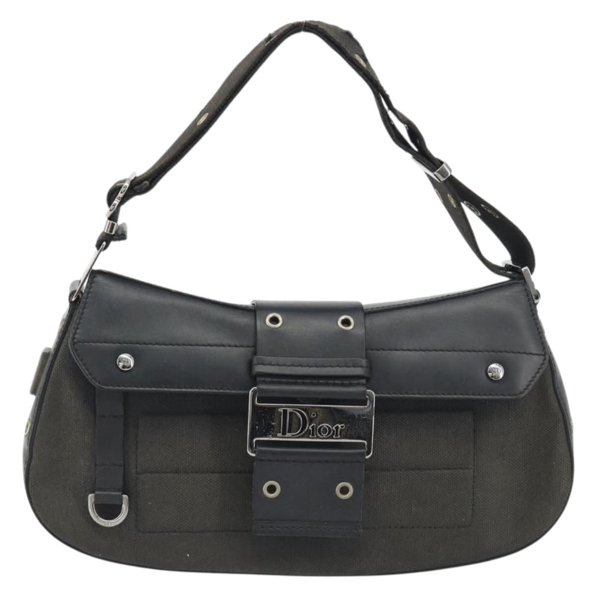 Christian Dior Street Chic Shoulder Bag Green Silver Auth bs36302A