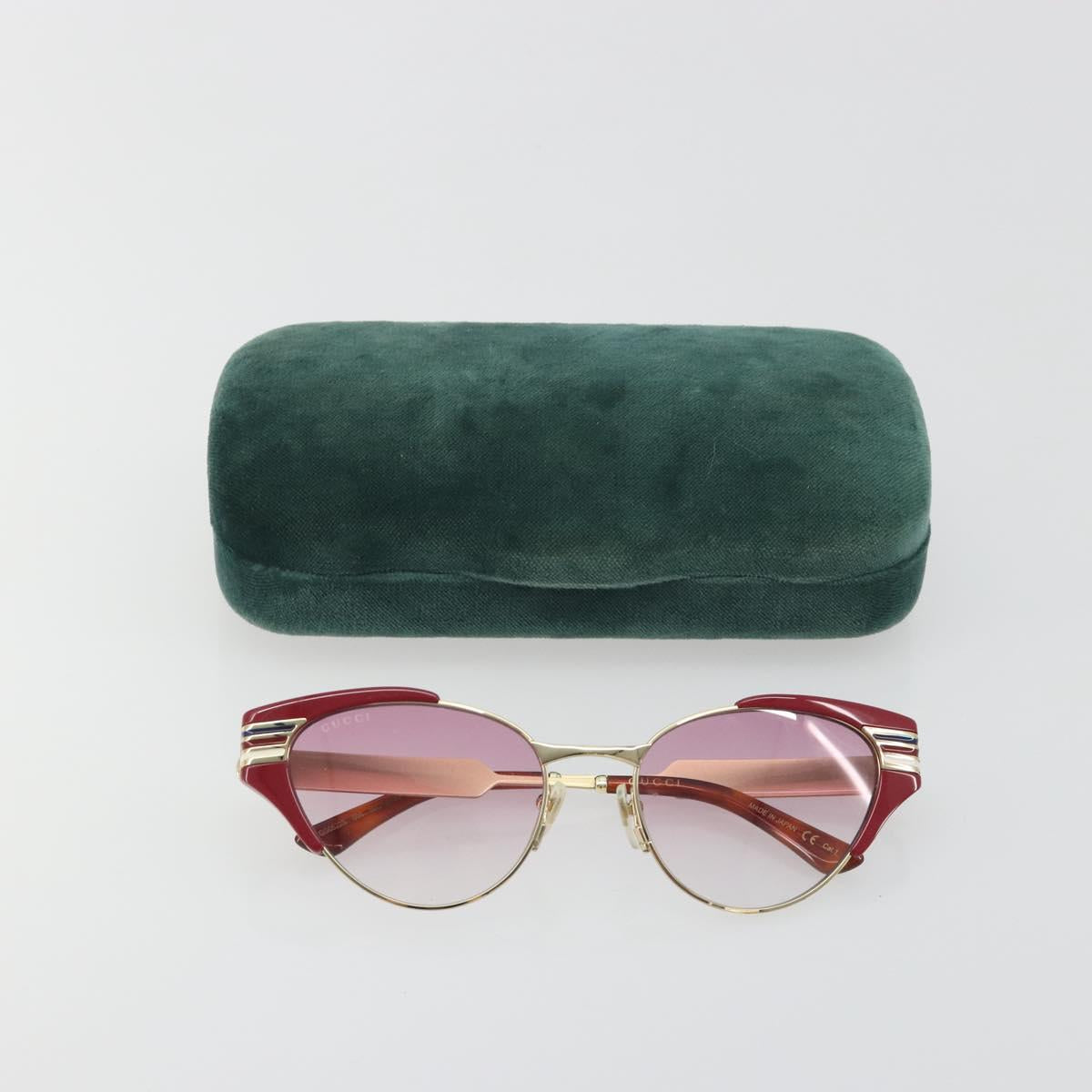 GUCCI Sunglasses Metal Red Gold Auth bs36303V