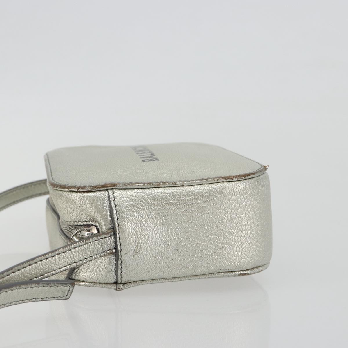 BALENCIAGA Camera Bag XS Every Day Bag Leather Silver 552372 Auth bs36305