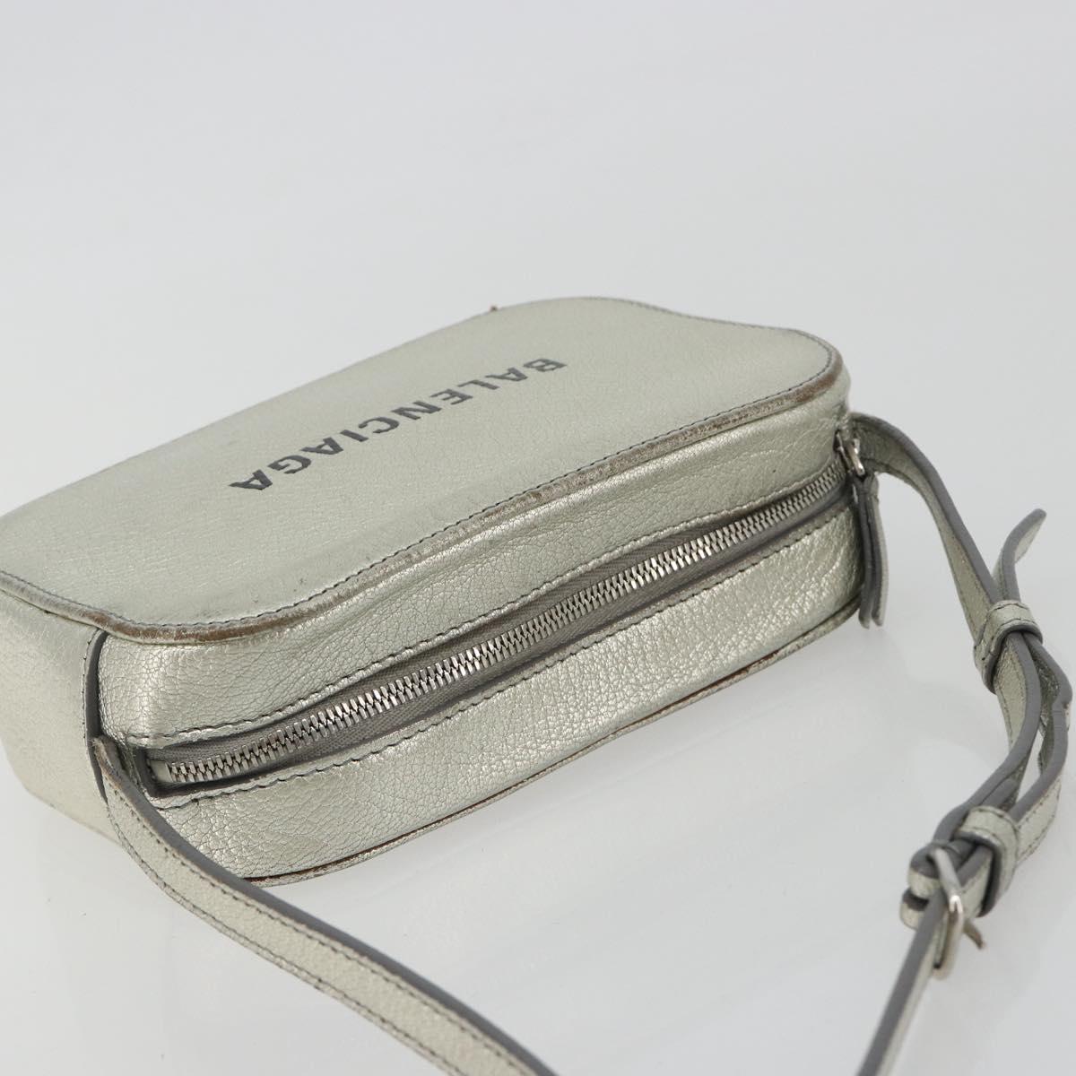 BALENCIAGA Camera Bag XS Every Day Bag Leather Silver 552372 Auth bs36305