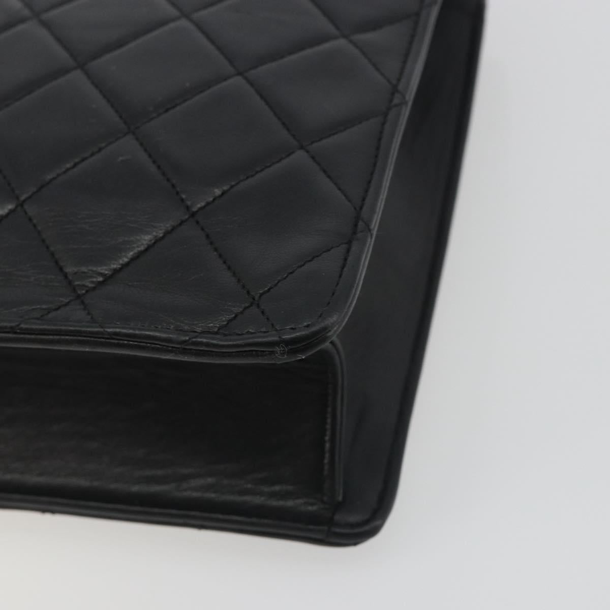CHANEL Matelasse Chain Shoulder Bag Lamb Skin Black Gold CC Auth bs36306V