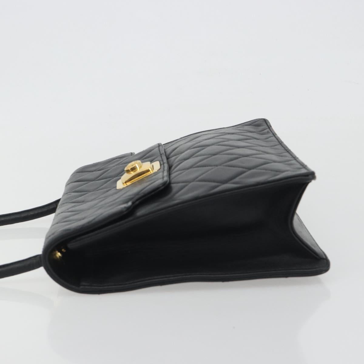 CHANEL Matelasse Chain Shoulder Bag Lamb Skin Black Gold CC Auth bs36306V