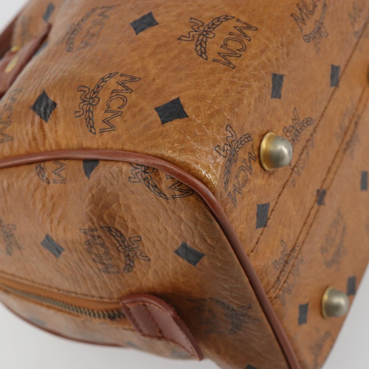 MCM Vicetos Logogram Hand Bag PVC Leather Brown Gold Auth bs36307
