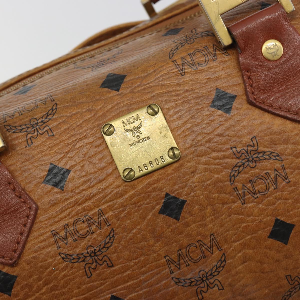 MCM Vicetos Logogram Hand Bag PVC Leather Brown Gold Auth bs36307