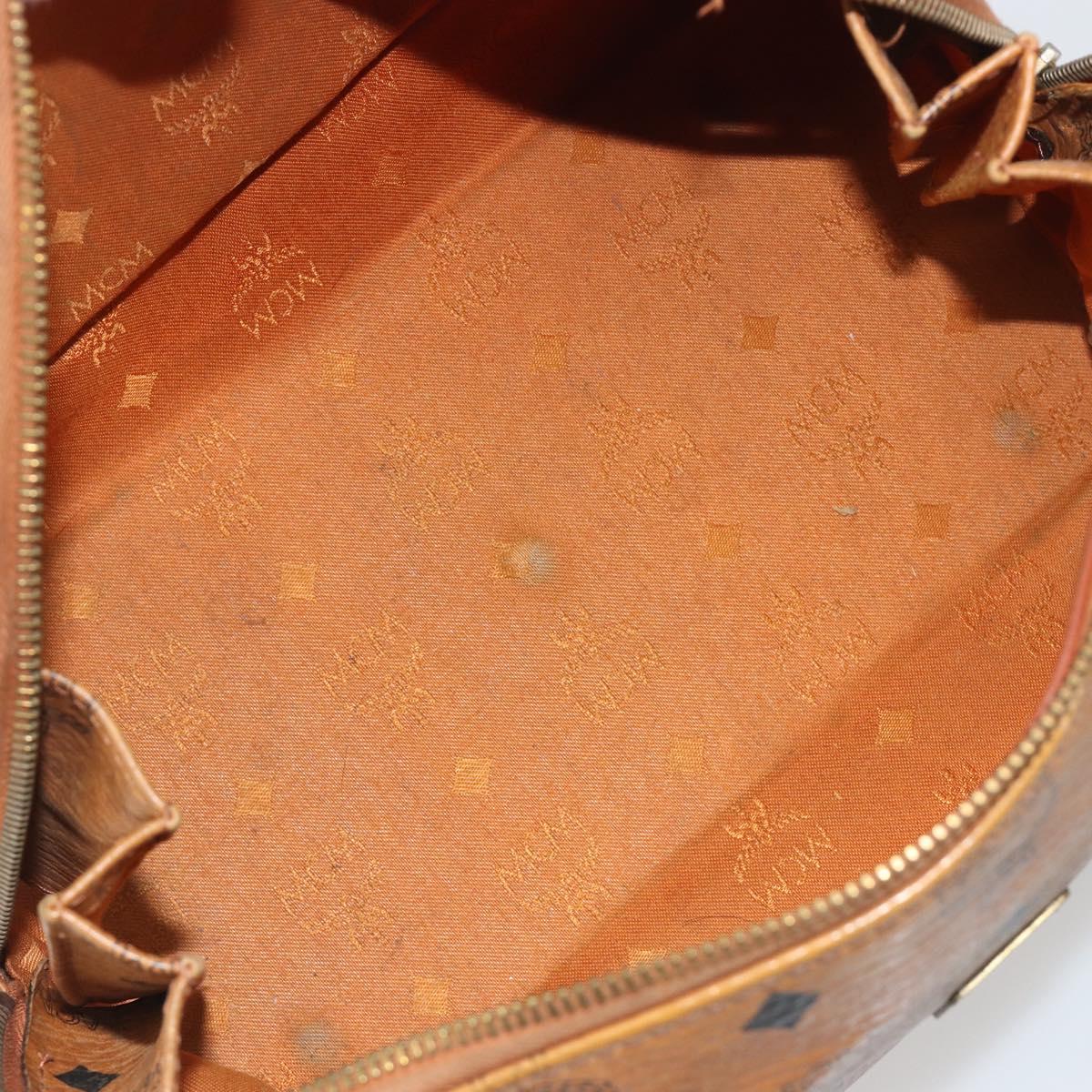 MCM Vicetos Logogram Hand Bag PVC Leather Brown Gold Auth bs36307