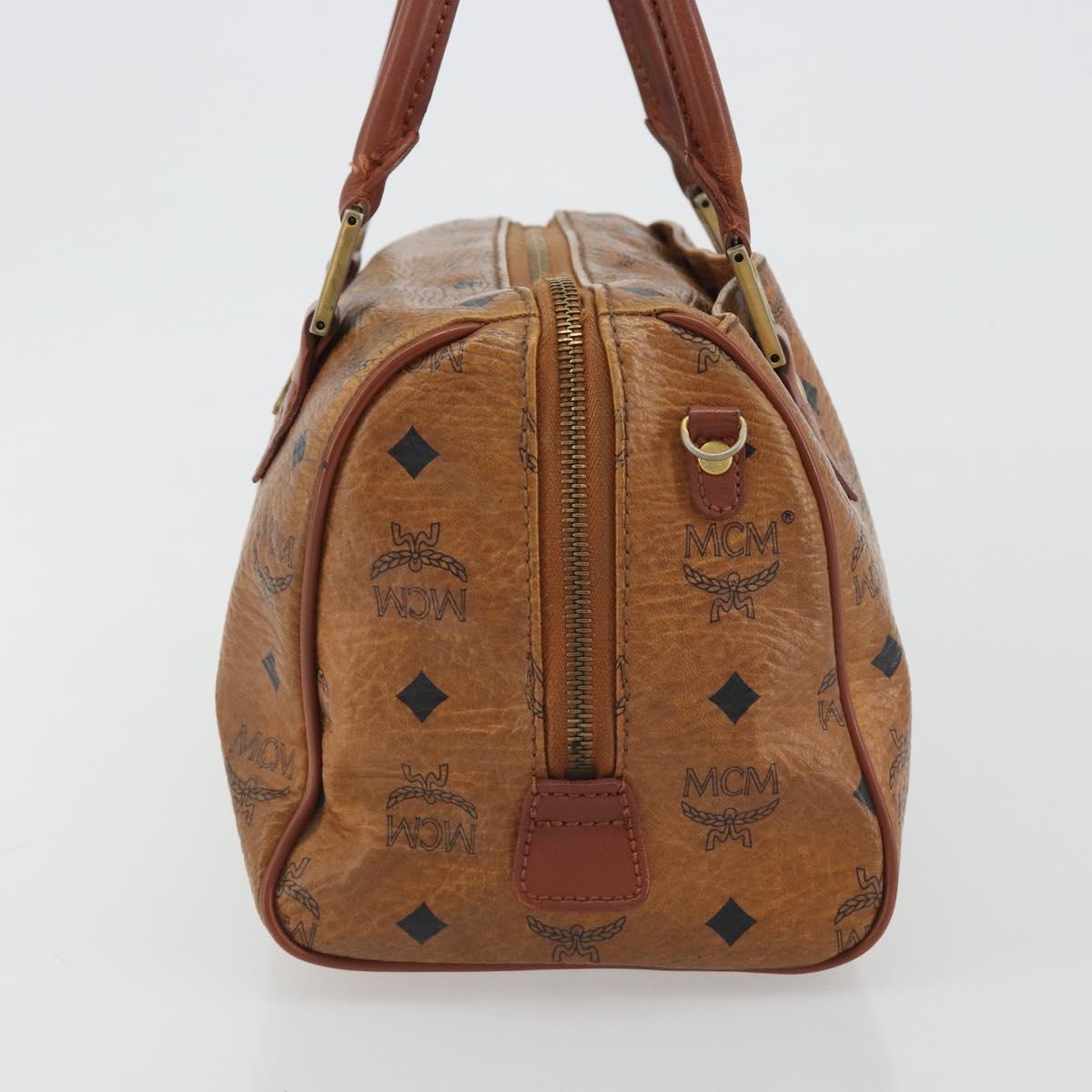 MCM Vicetos Logogram Hand Bag PVC Leather Brown Gold Auth bs36307
