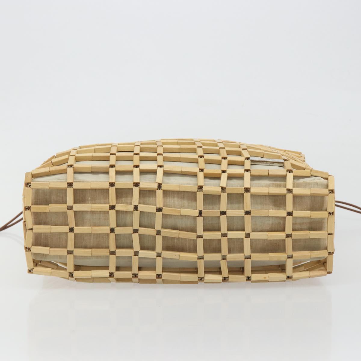 Salvatore Ferragamo Hand Bag Canvas Beige Silver Auth bs36308A