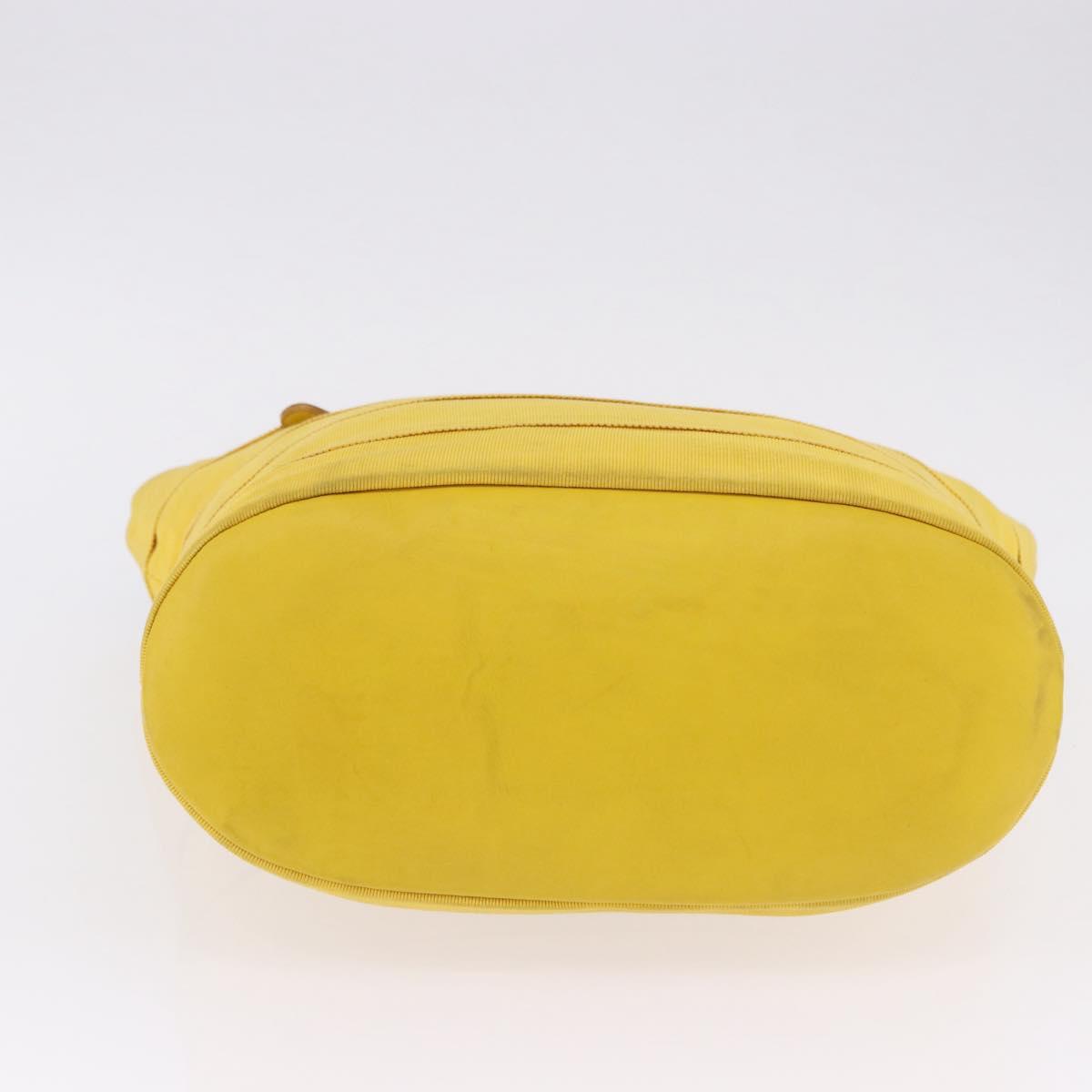Salvatore Ferragamo Chain Shoulder Bag Canvas Yellow Gold Auth bs36309