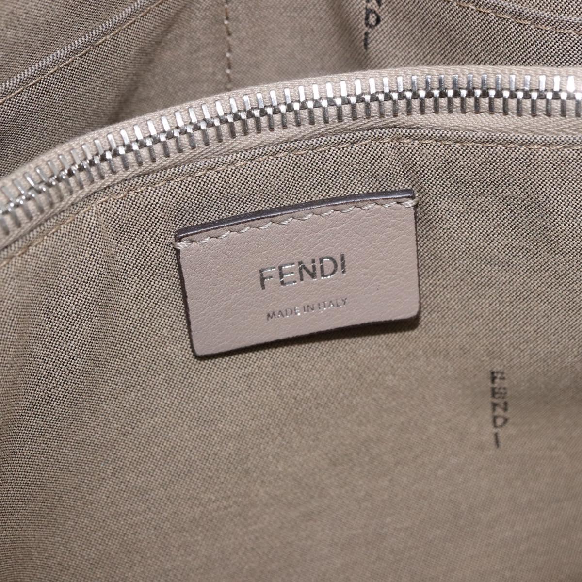 FENDI Shoulder Bag Leather White Silver Auth bs36311A