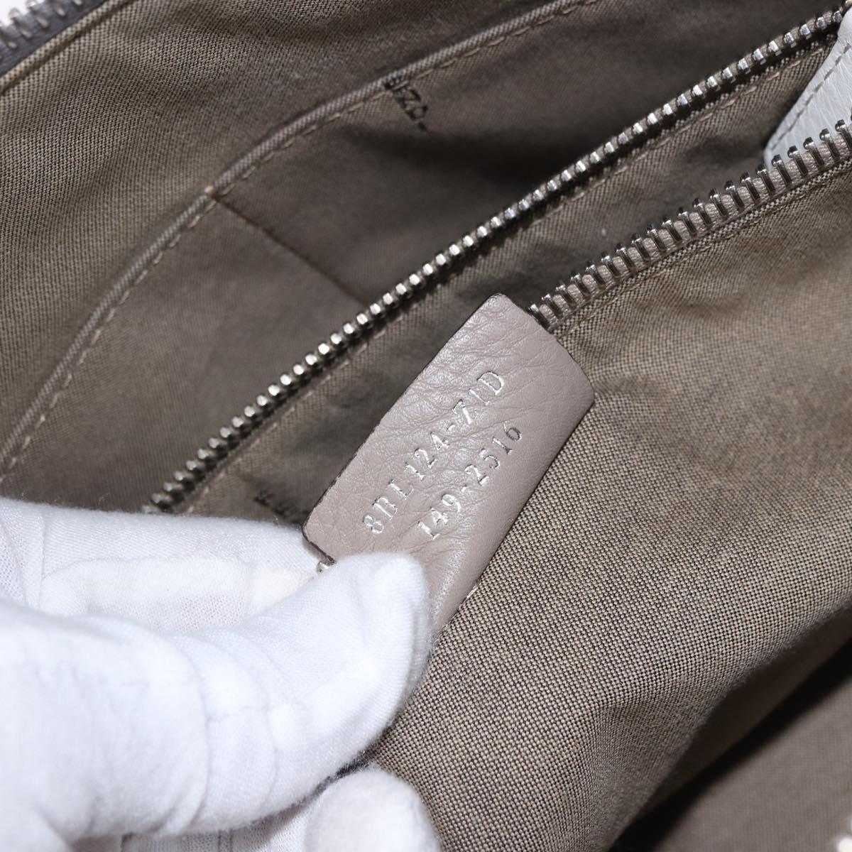 FENDI Shoulder Bag Leather White Silver Auth bs36311A