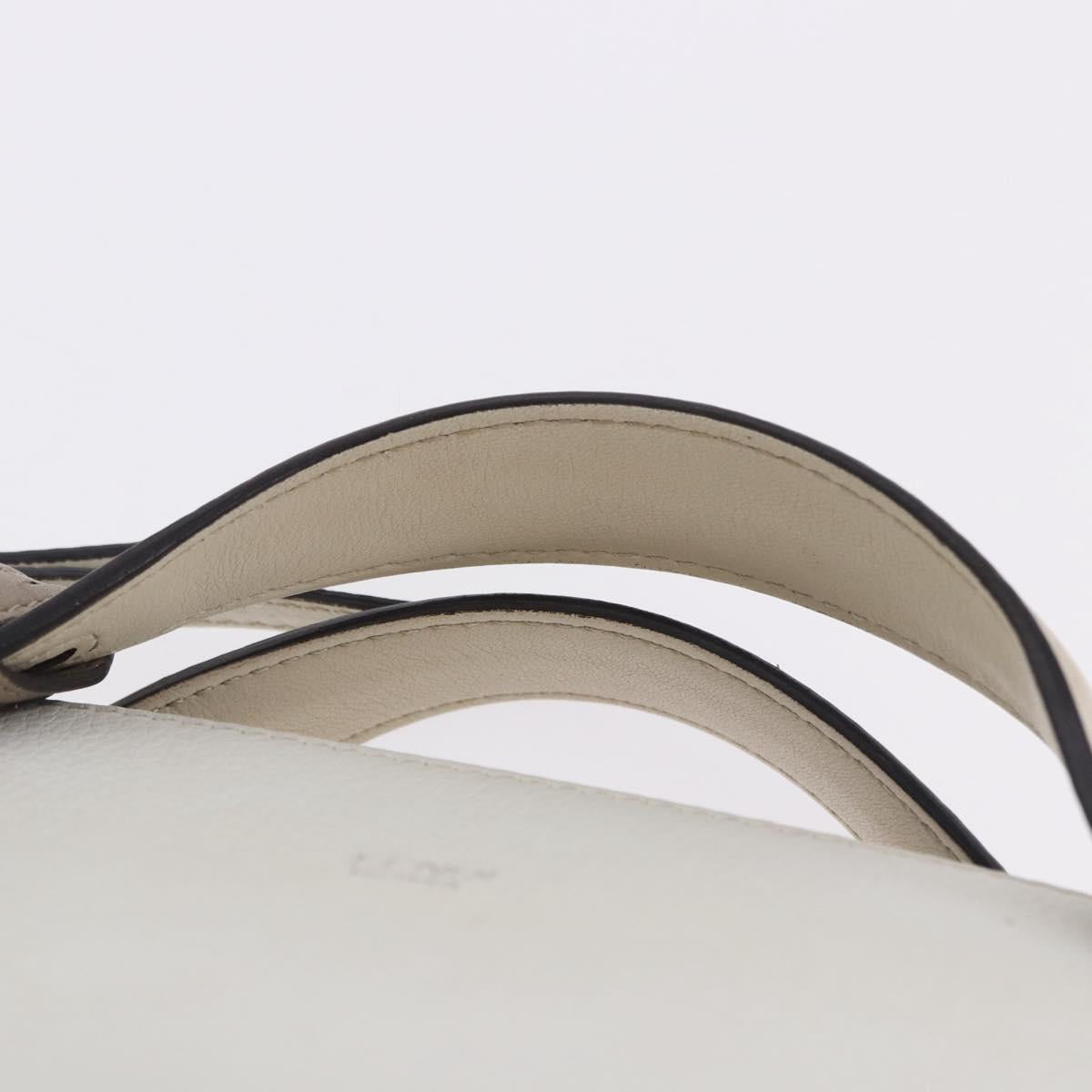 FENDI Shoulder Bag Leather White Silver Auth bs36311A