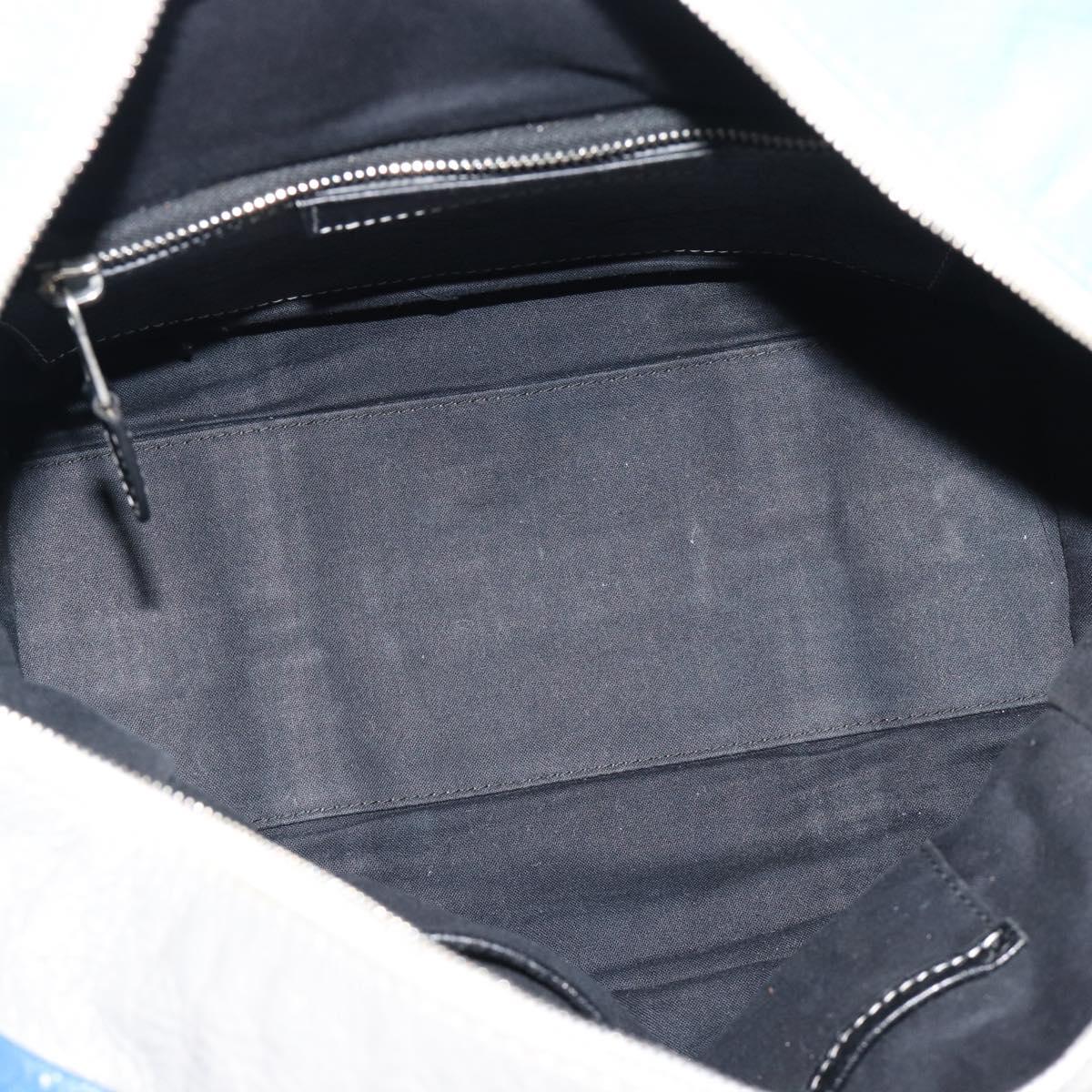 BALENCIAGA Stripe Bazaar Shopper Bag Leather 2way Blue 443096 Auth bs36312