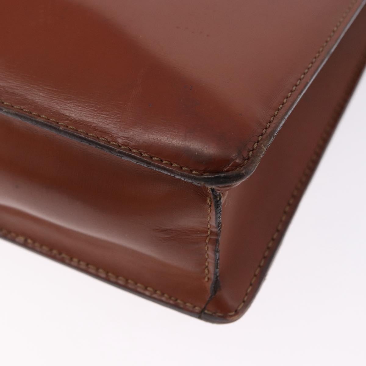 LOEWE Business Bag Leather Brown Gold Auth bs36313