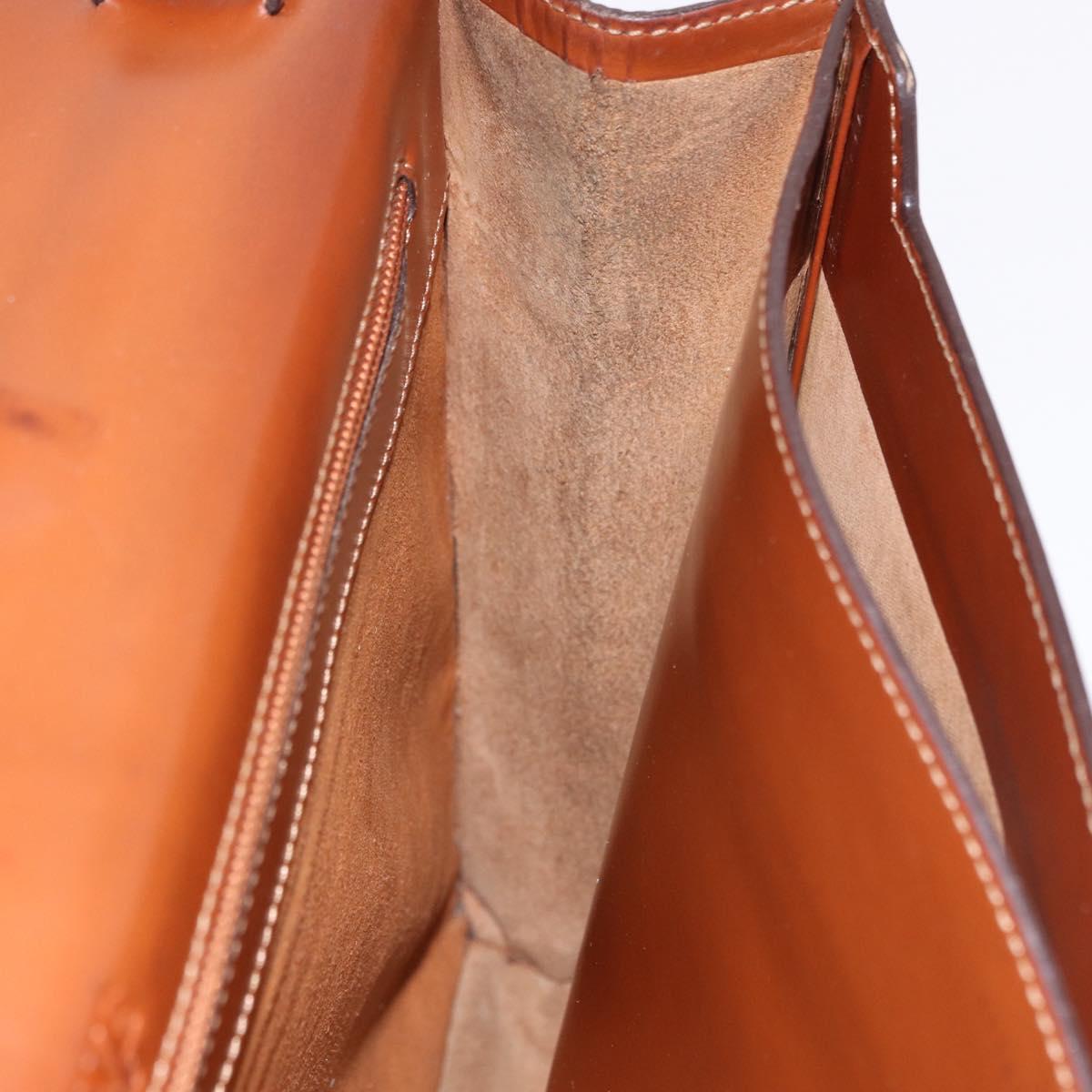 LOEWE Business Bag Leather Brown Gold Auth bs36313