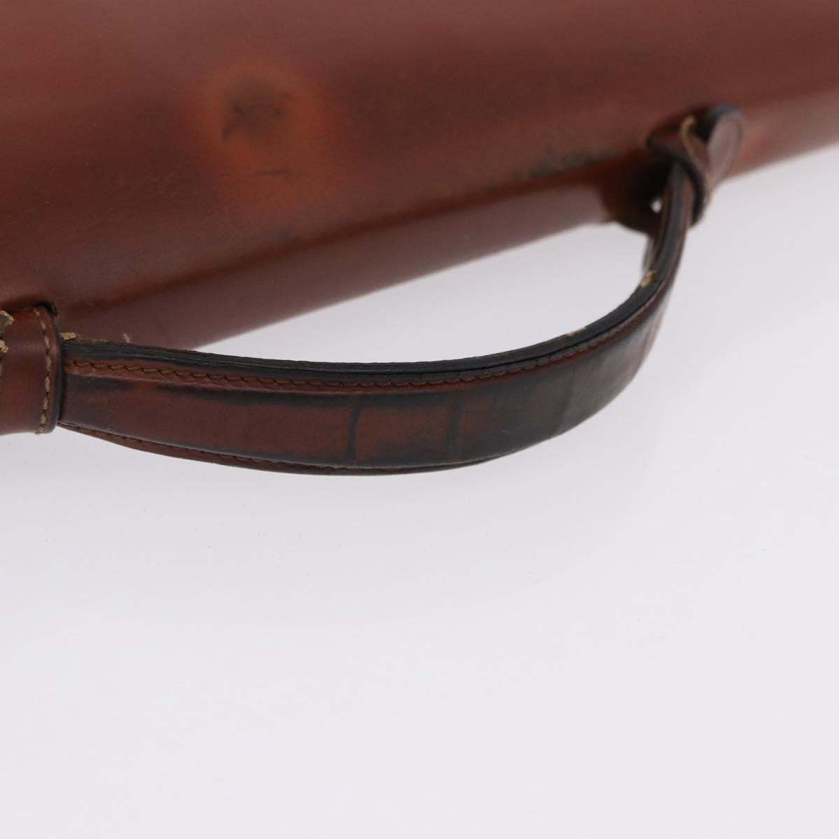 LOEWE Business Bag Leather Brown Gold Auth bs36313