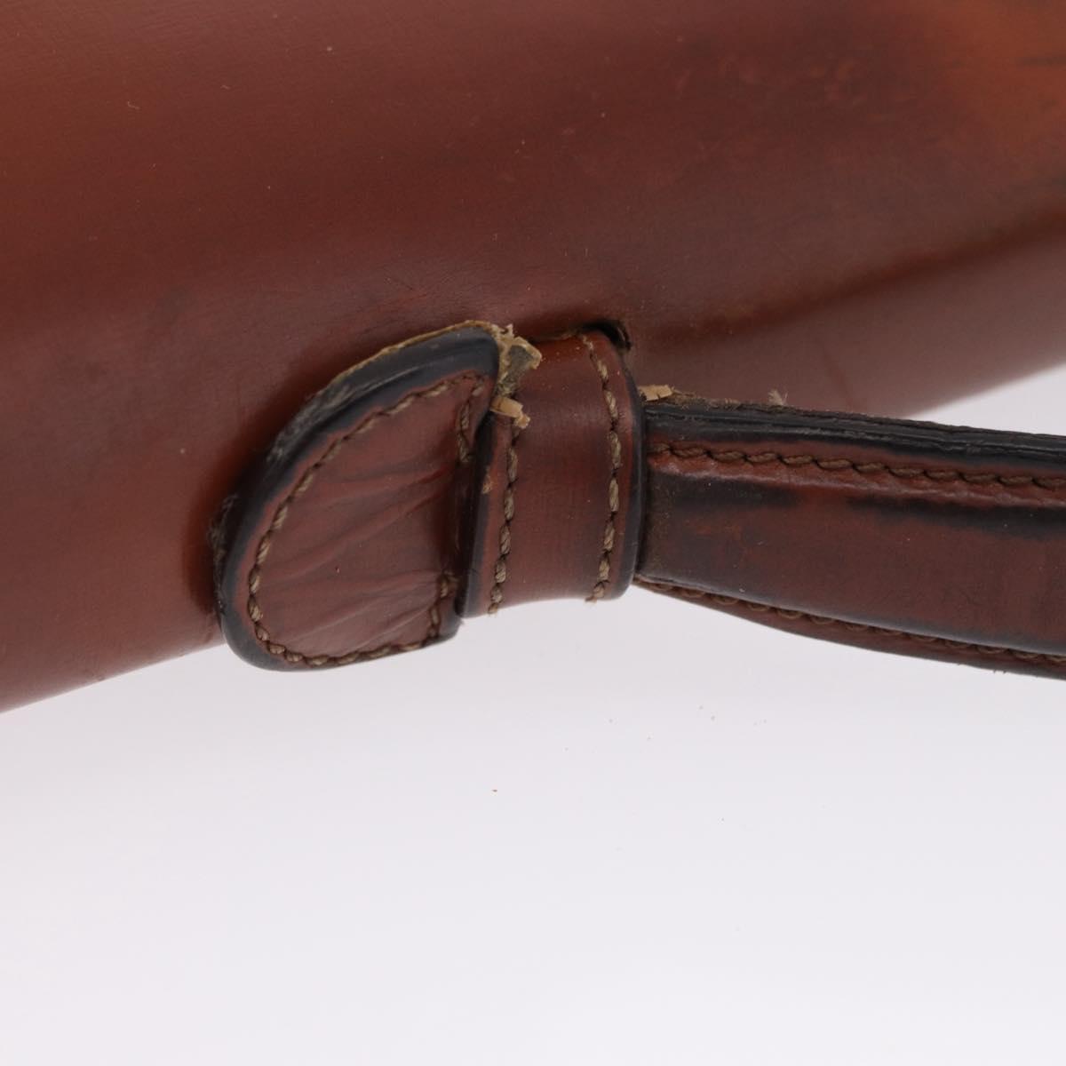 LOEWE Business Bag Leather Brown Gold Auth bs36313