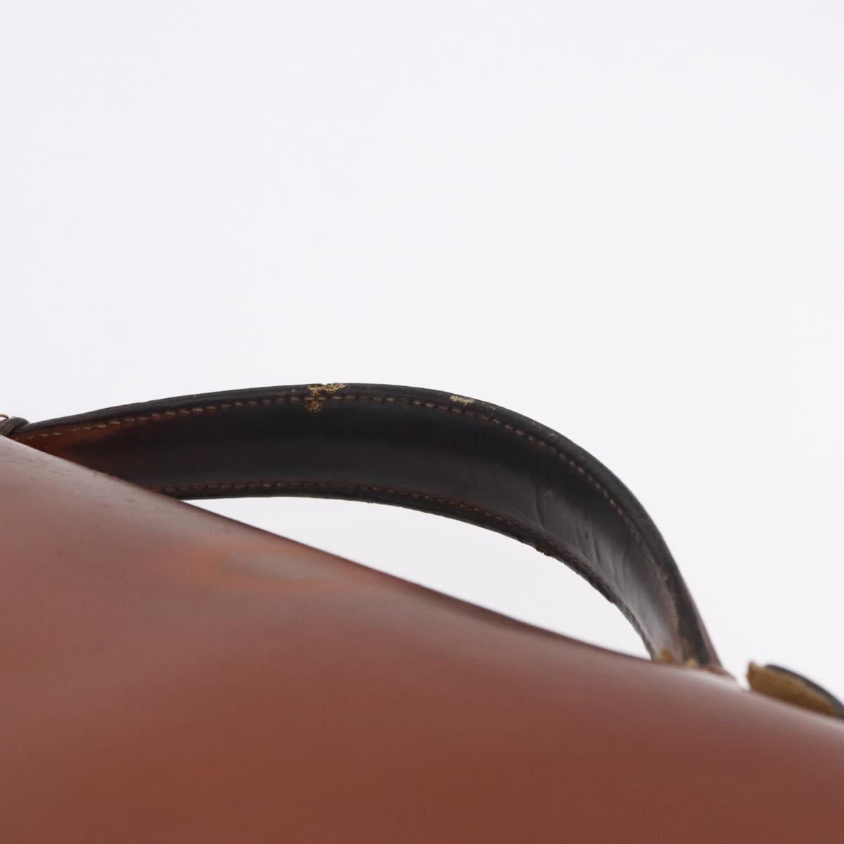 LOEWE Business Bag Leather Brown Gold Auth bs36313