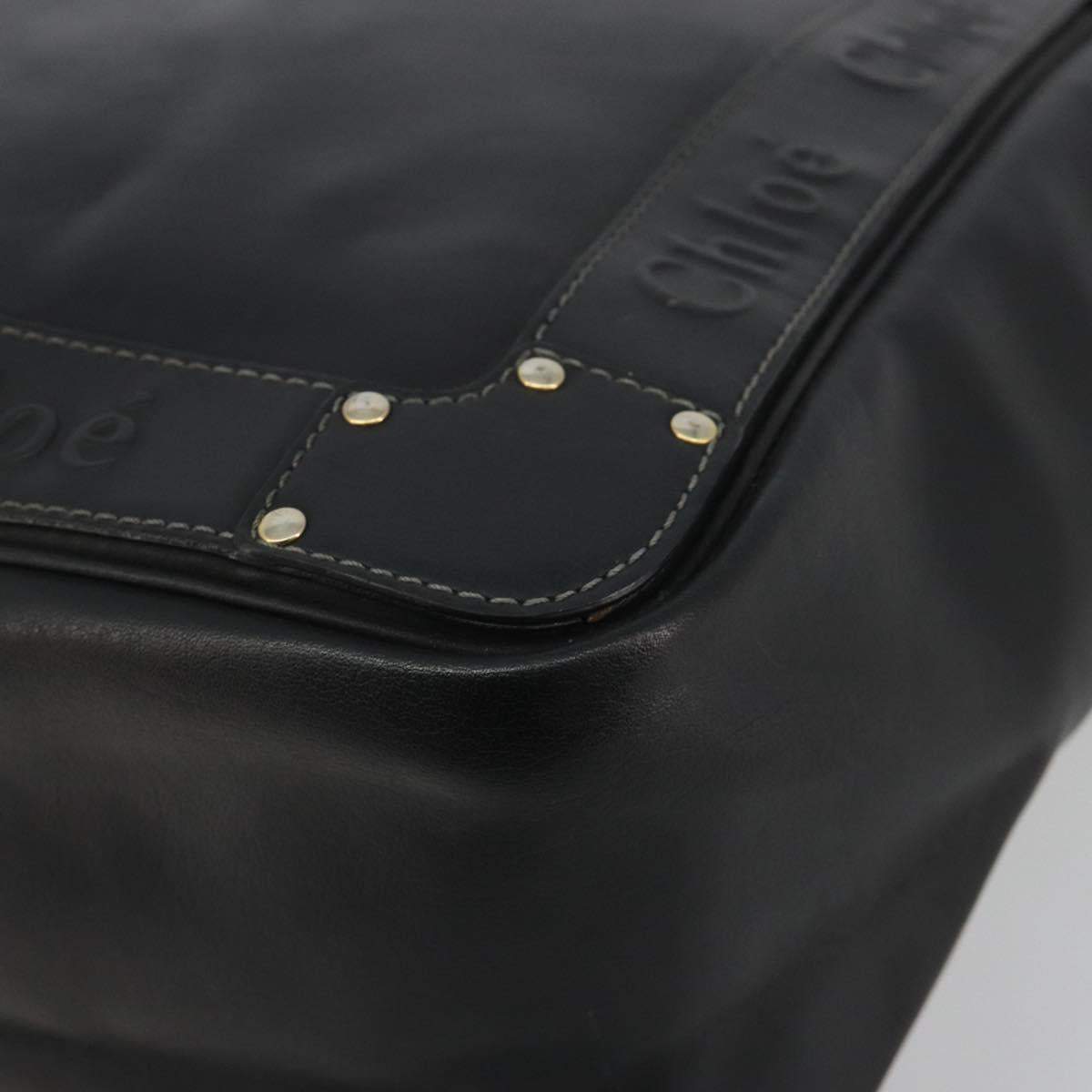 Chloe Eden Tote Bag Leather Black Gold Auth bs36317
