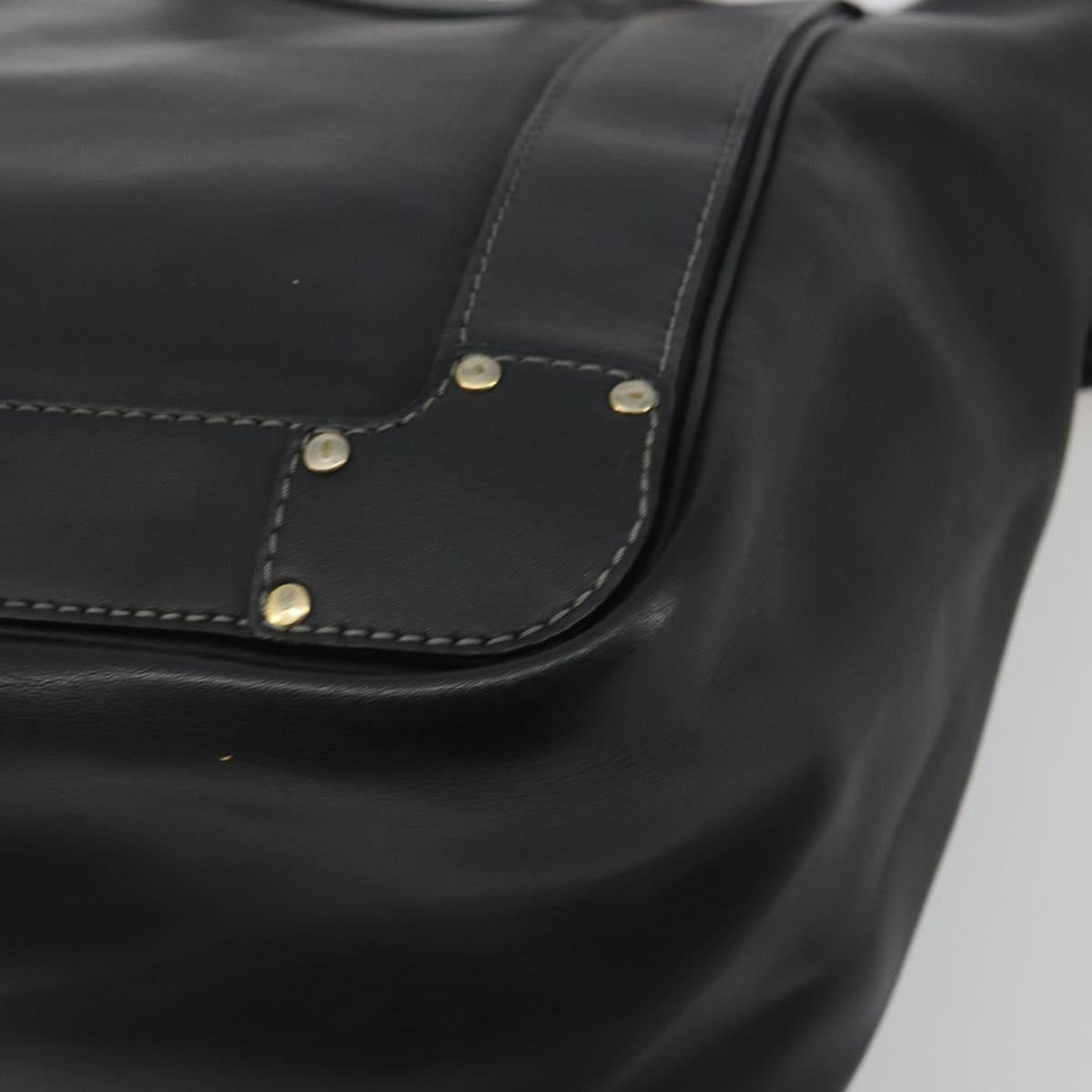 Chloe Eden Tote Bag Leather Black Gold Auth bs36317