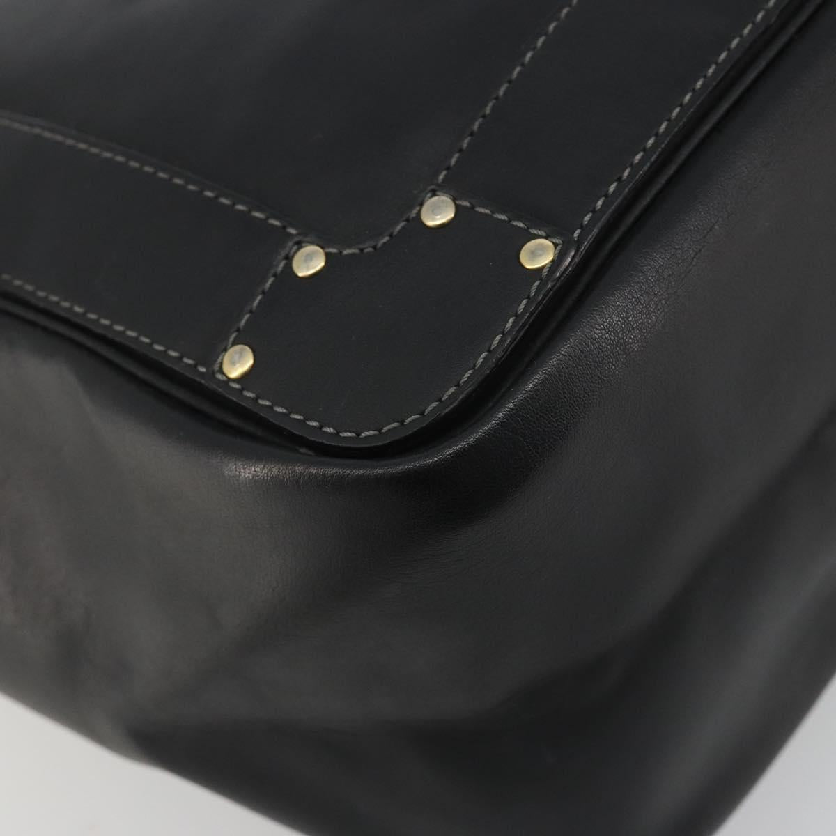 Chloe Eden Tote Bag Leather Black Gold Auth bs36317