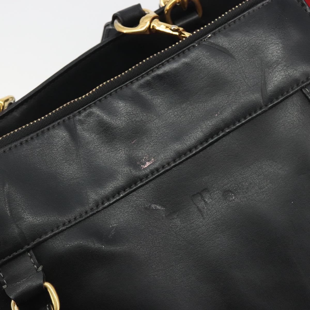 Chloe Eden Tote Bag Leather Black Gold Auth bs36317