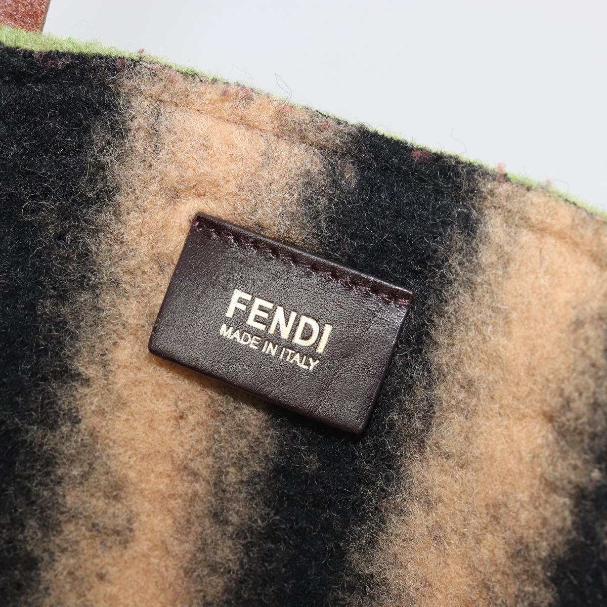 FENDI Tote Bag Wool Green Auth bs36321A