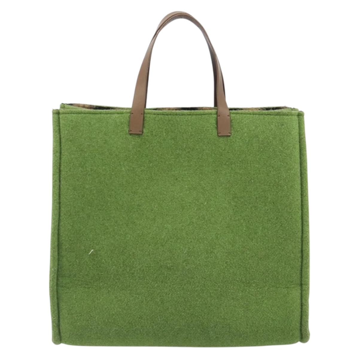 FENDI Tote Bag Wool Green Auth bs36321A