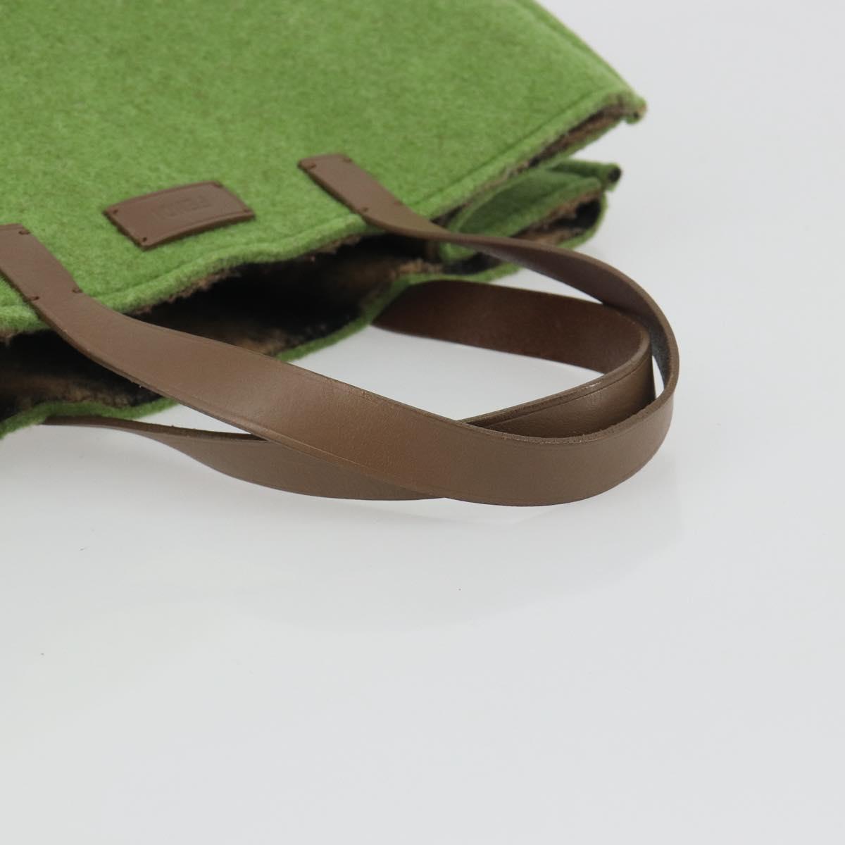 FENDI Tote Bag Wool Green Auth bs36321A