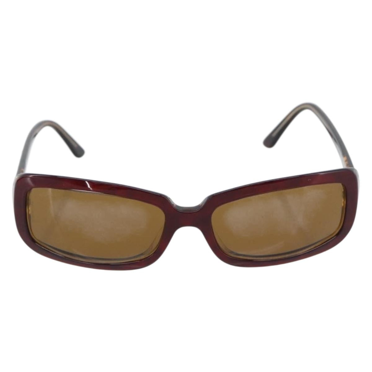 CHANEL Sunglasses Plastic Red Silver CC Auth bs36323