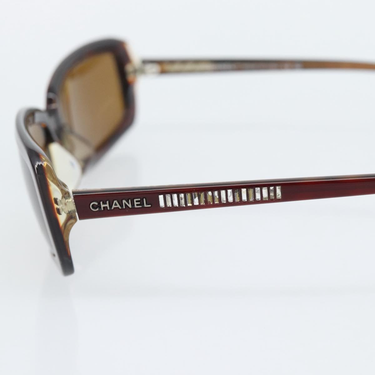 CHANEL Sunglasses Plastic Red Silver CC Auth bs36323
