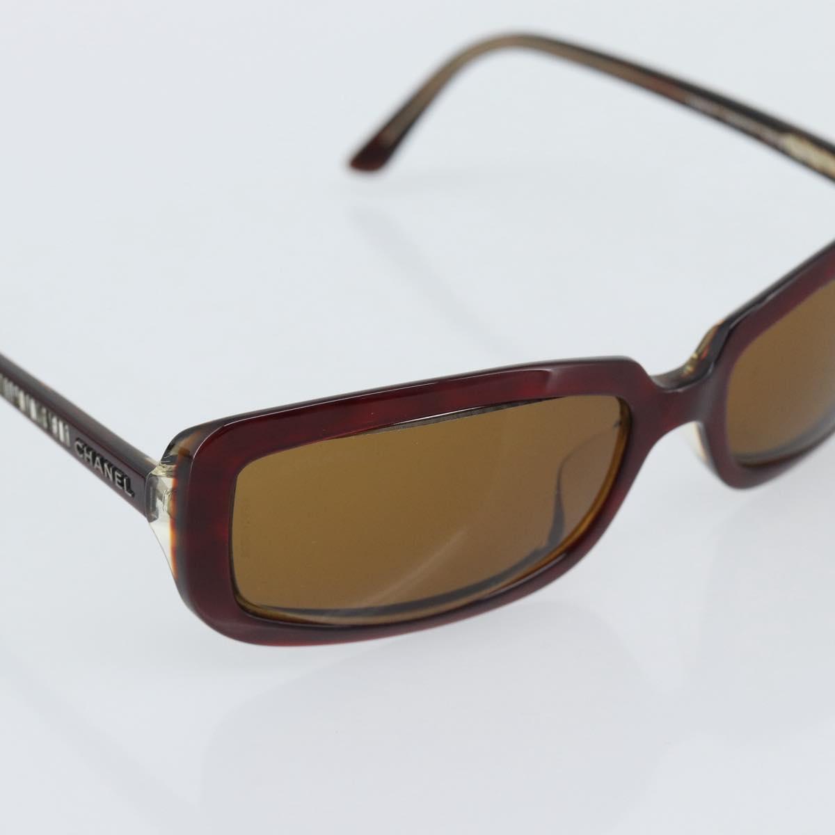 CHANEL Sunglasses Plastic Red Silver CC Auth bs36323
