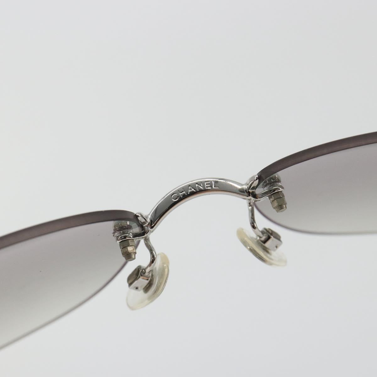 CHANEL Sunglasses Metal Silver CC Auth bs36324V