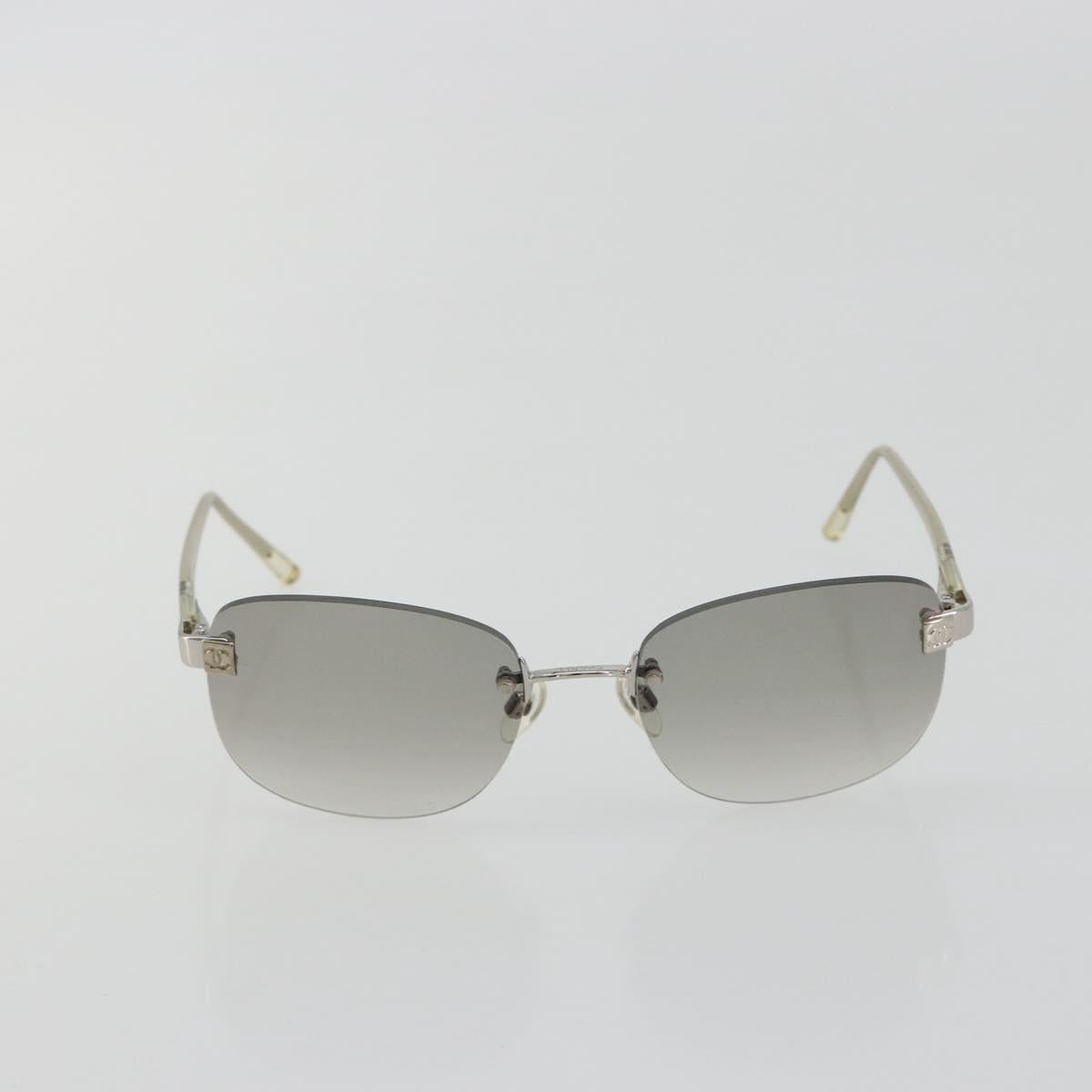 CHANEL Sunglasses Metal Silver CC Auth bs36324V
