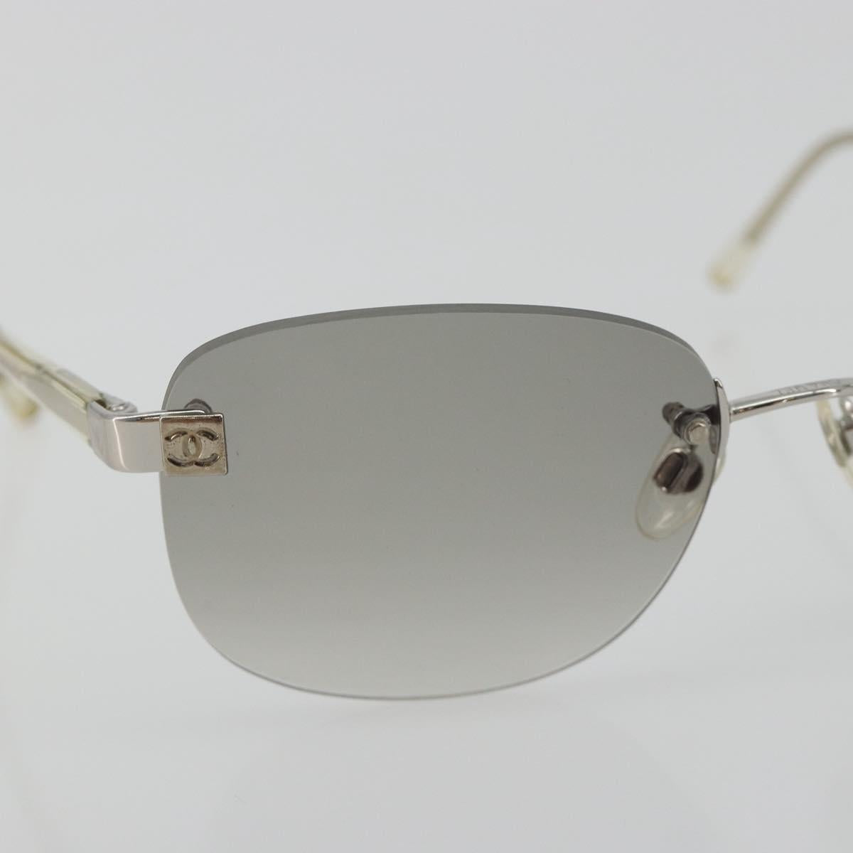 CHANEL Sunglasses Metal Silver CC Auth bs36324V