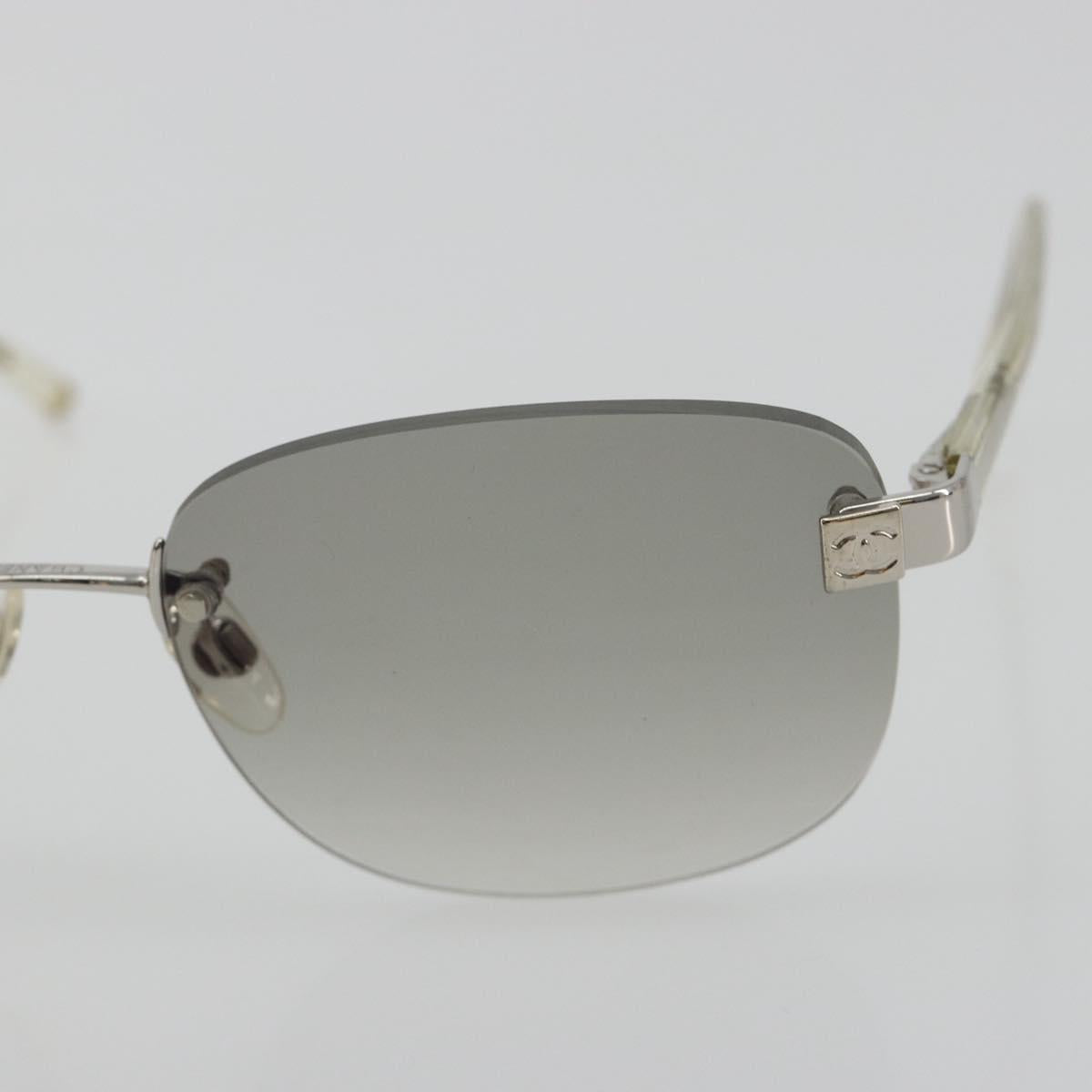CHANEL Sunglasses Metal Silver CC Auth bs36324V