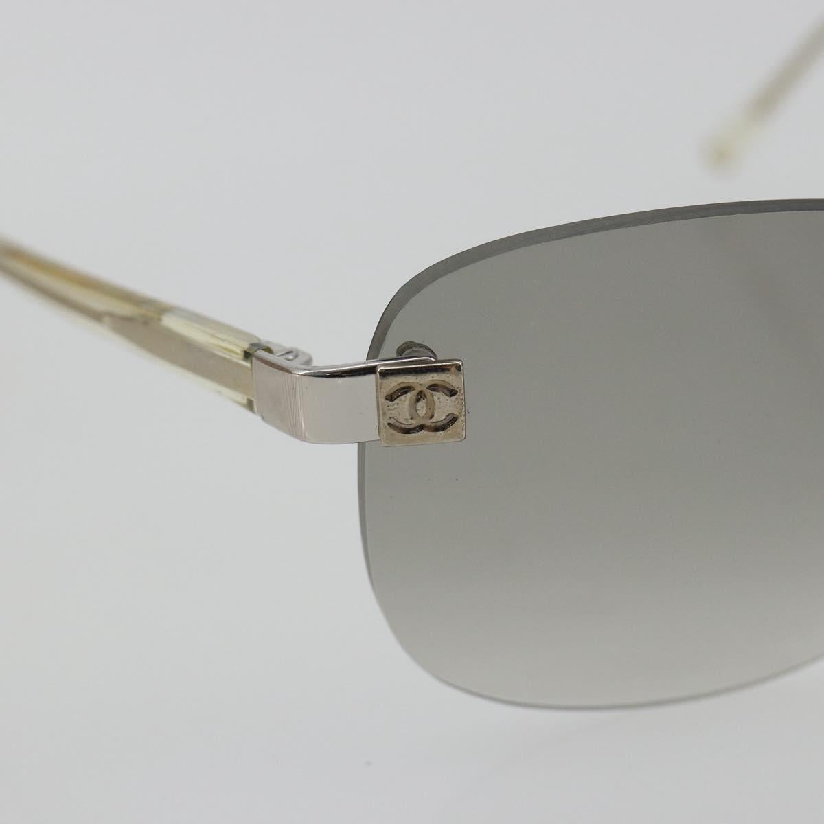 CHANEL Sunglasses Metal Silver CC Auth bs36324V