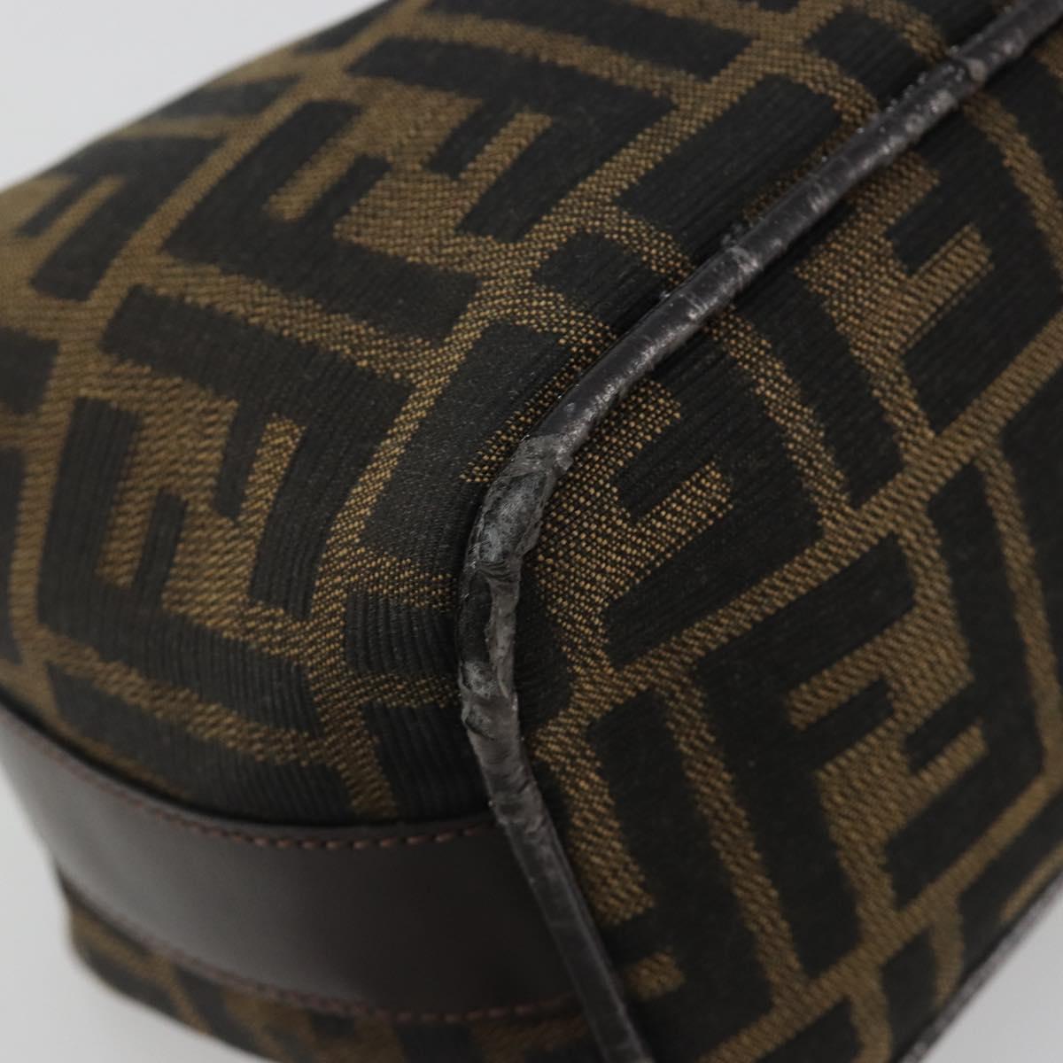FENDI Zucca Canvas Pouch Black Brown Auth bs36325