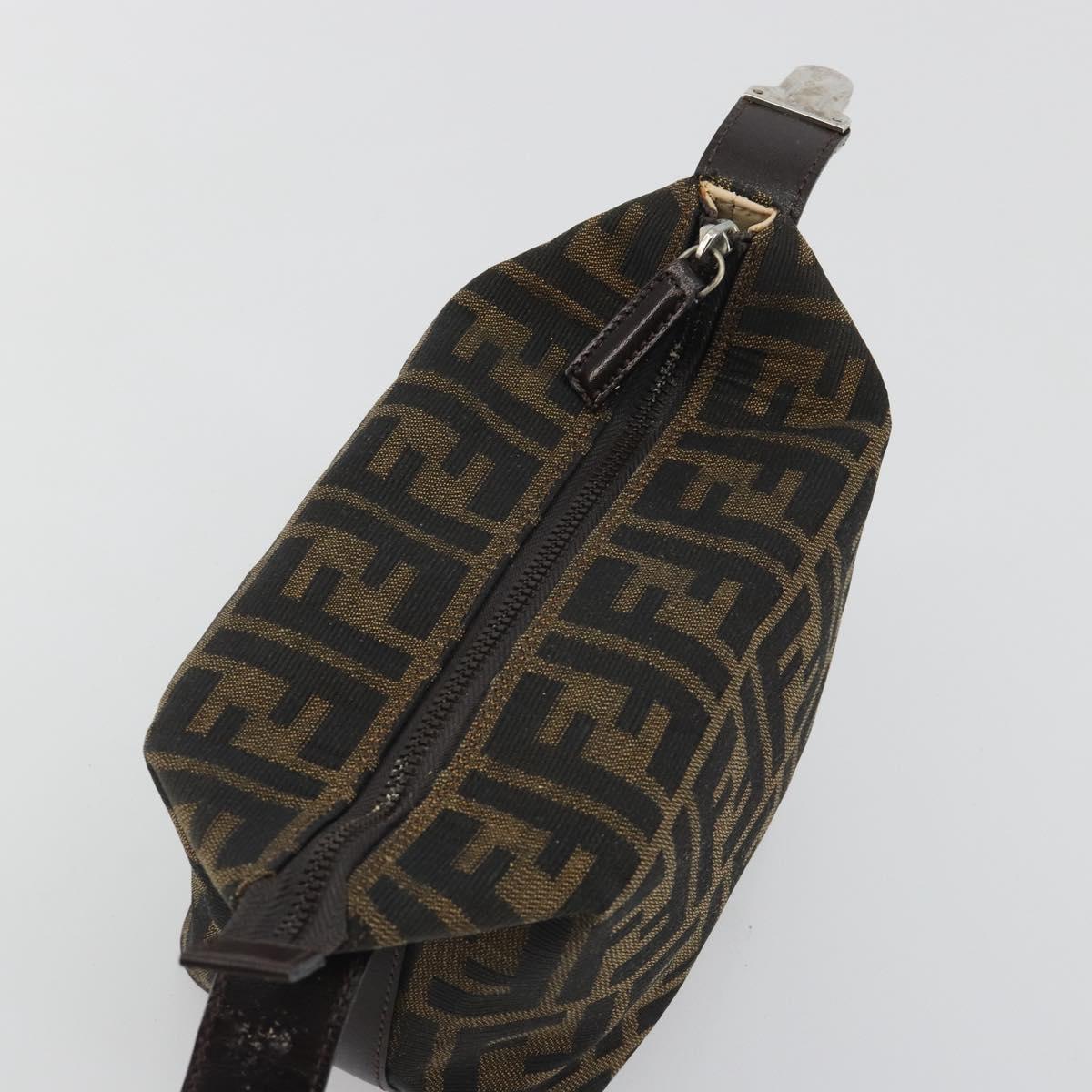 FENDI Zucca Canvas Pouch Black Brown Auth bs36325