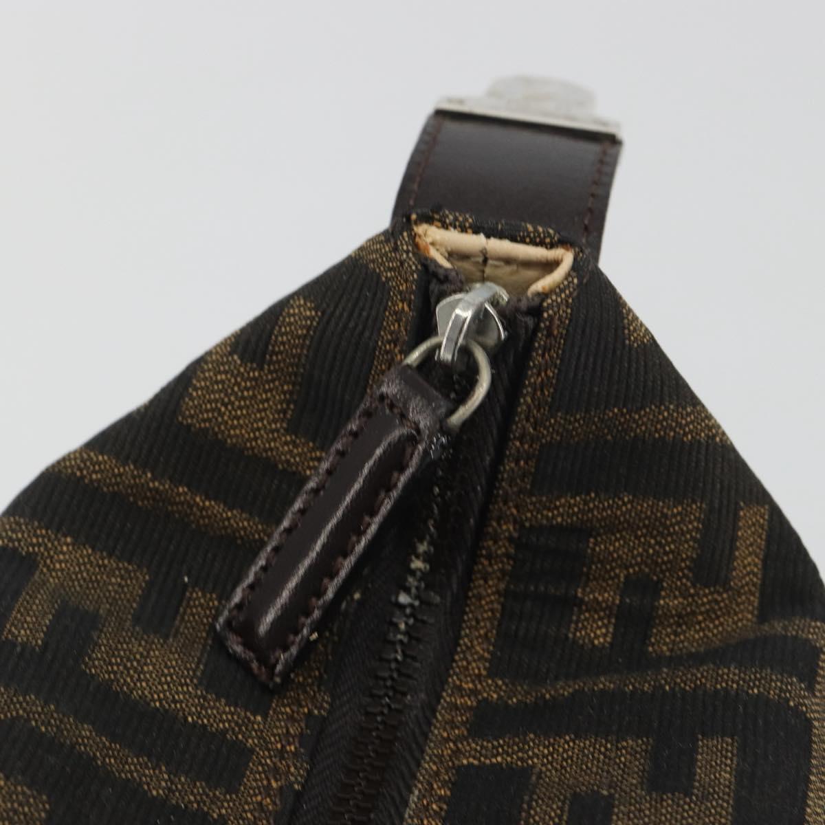 FENDI Zucca Canvas Pouch Black Brown Auth bs36325