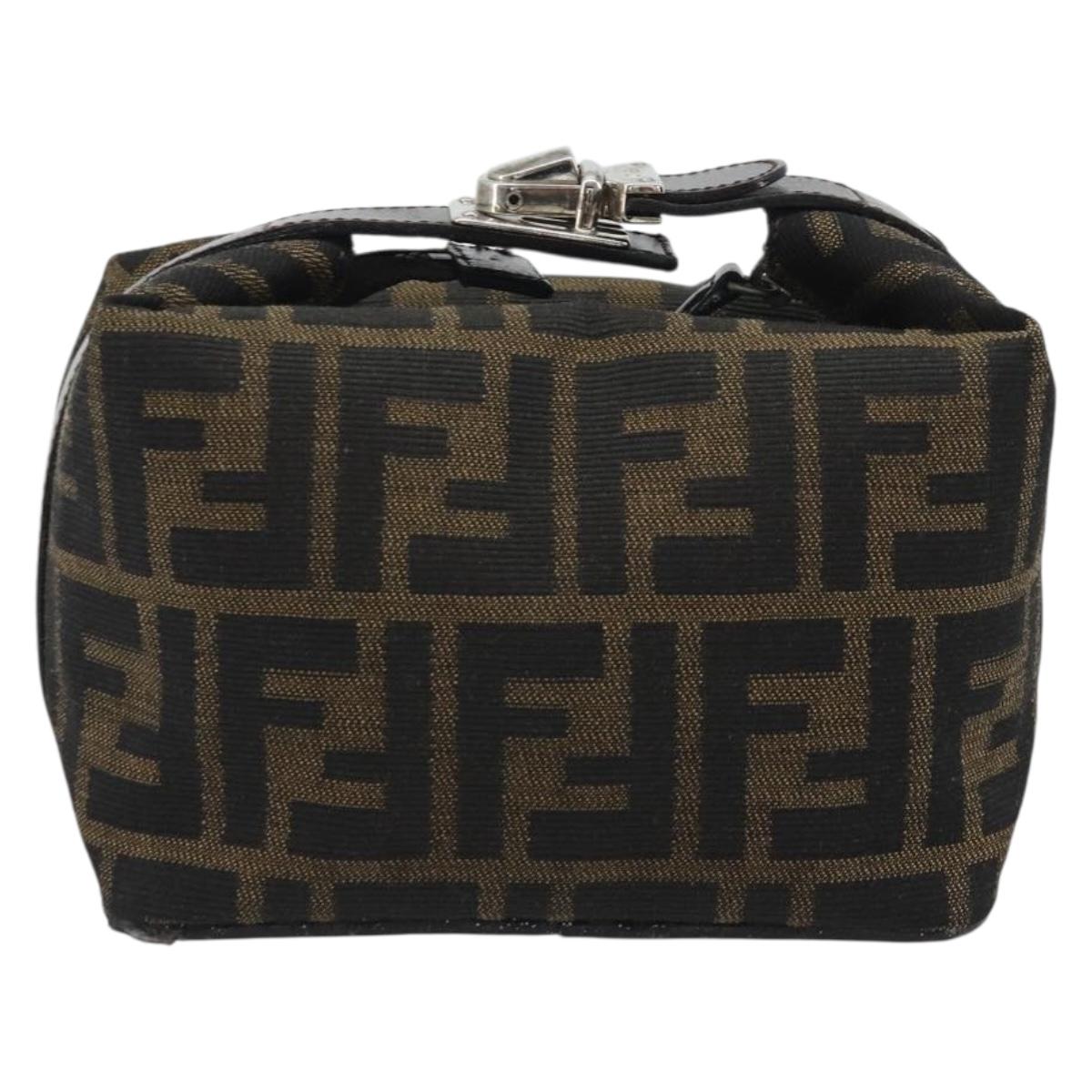 FENDI Zucca Canvas Pouch Black Brown Auth bs36325