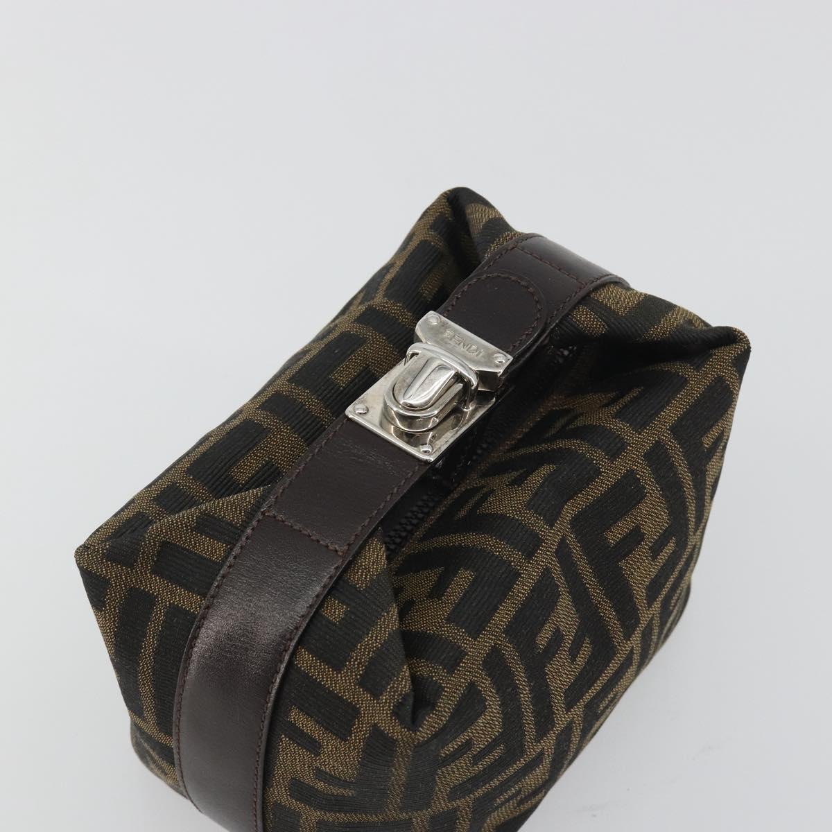 FENDI Zucca Canvas Pouch Black Brown Auth bs36325