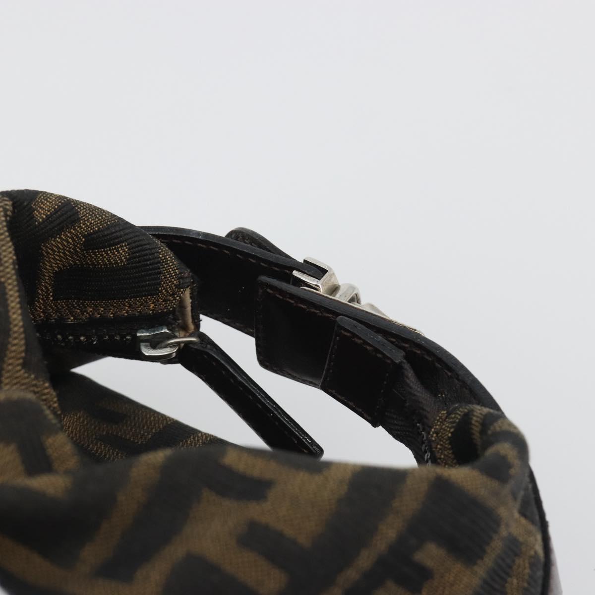 FENDI Zucca Canvas Pouch Black Brown Auth bs36325