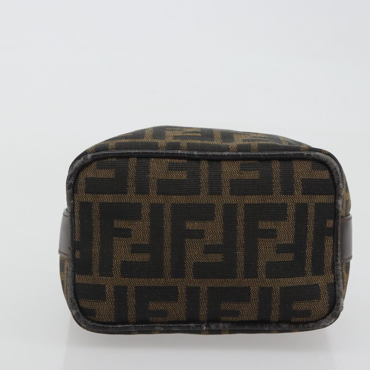 FENDI Zucca Canvas Pouch Black Brown Auth bs36325