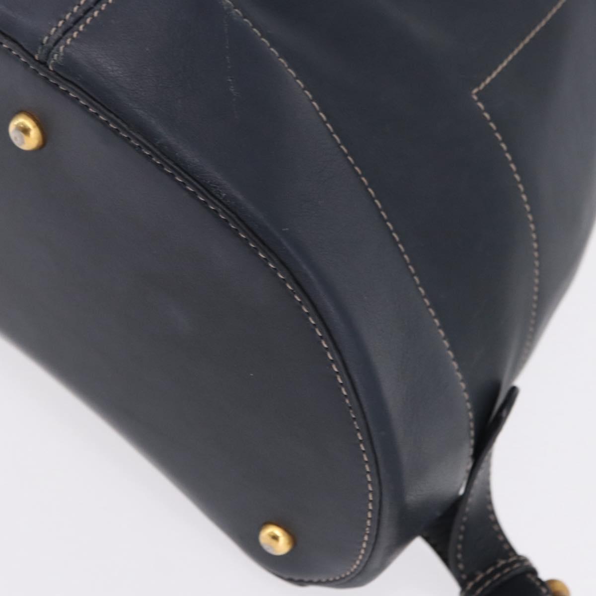 LOEWE Body Bag Leather Navy Gold Auth bs36326