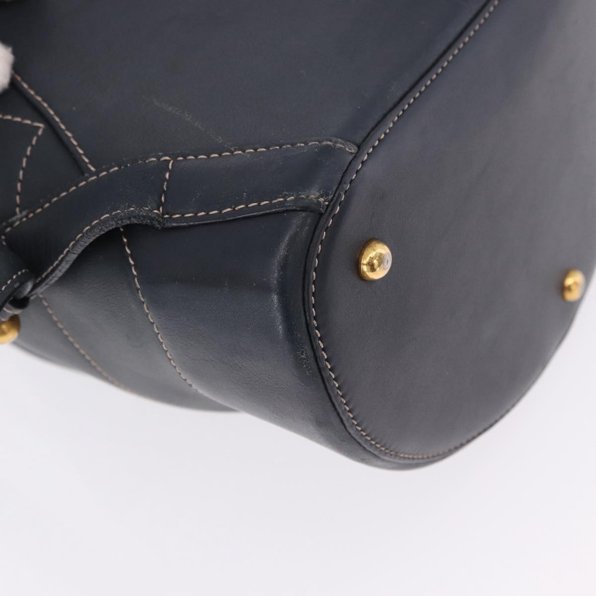 LOEWE Body Bag Leather Navy Gold Auth bs36326