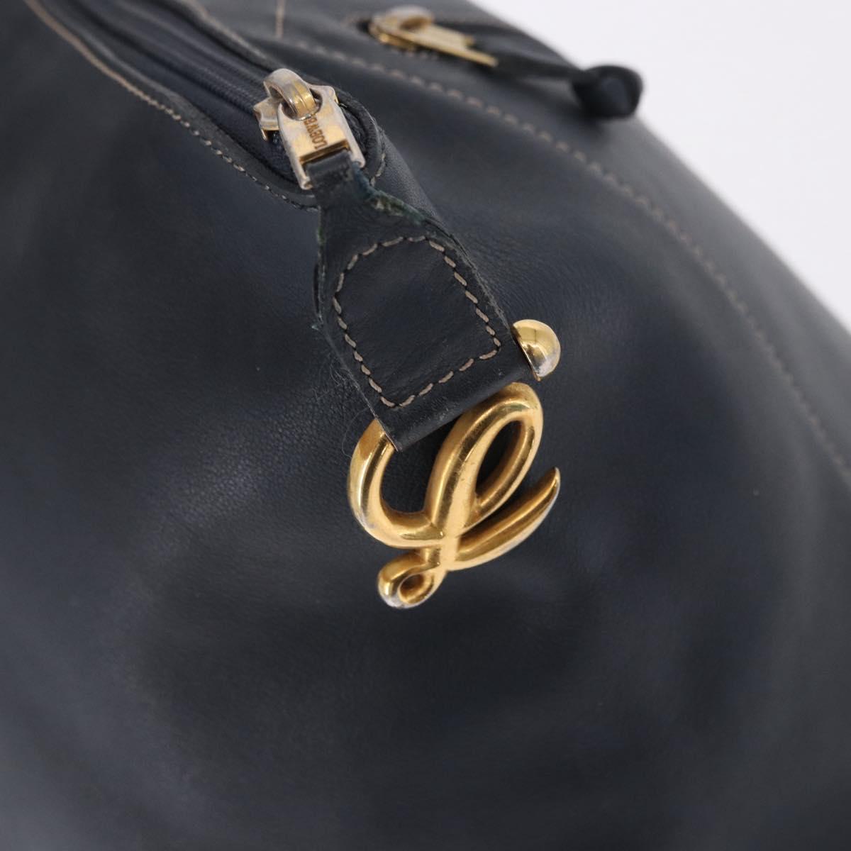 LOEWE Body Bag Leather Navy Gold Auth bs36326